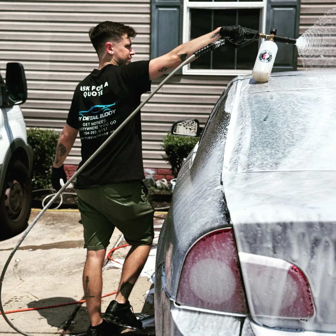 Foam wash in a customer driveway