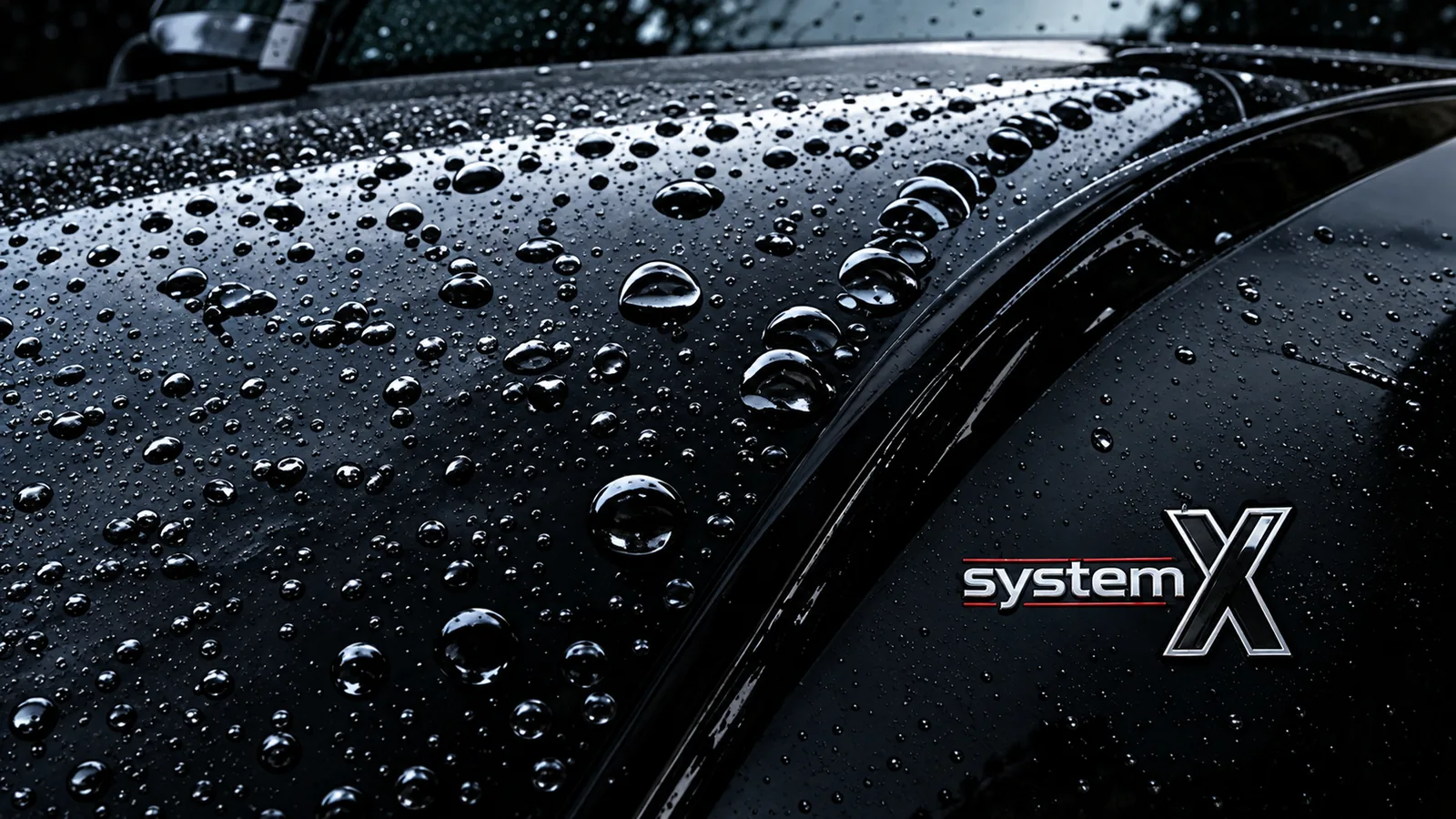 Water beading on System X ceramic coated black paint